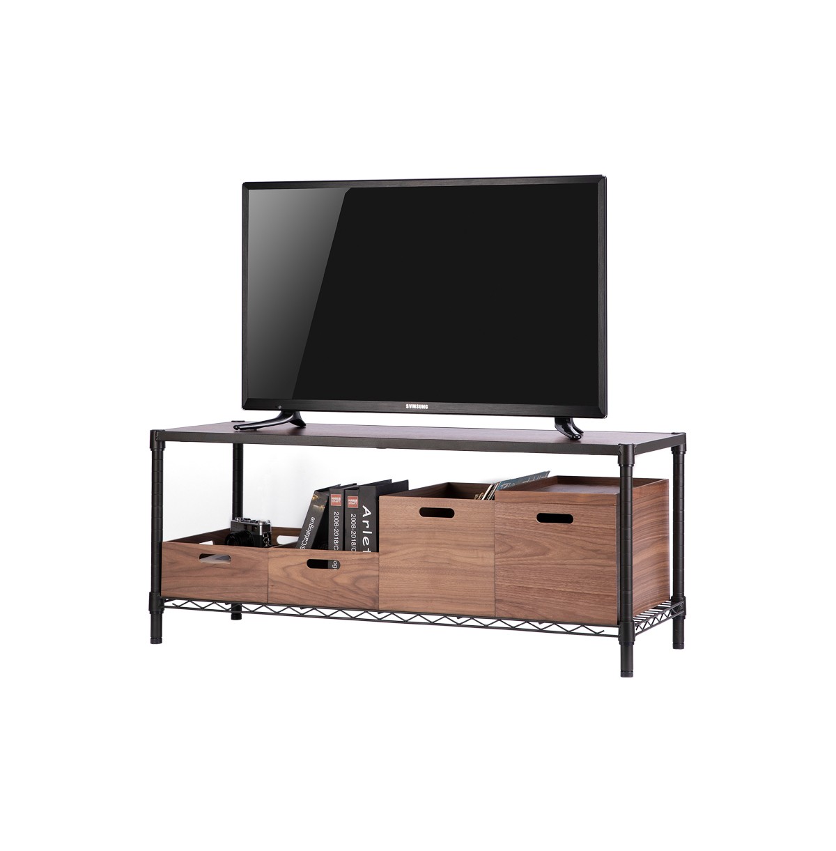2-Tier Metal TV Stand / Entertainment Center / TV Console Table For Living Room / Bedroom