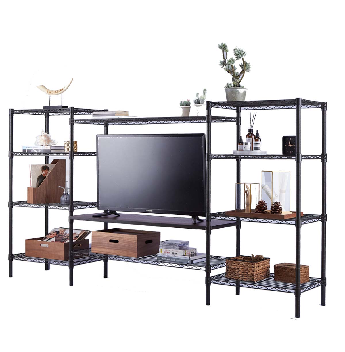 11-Tier Metal TV Stand for 42 inch TV / Entertainment Center / TV Console Table With Open Storage Sh