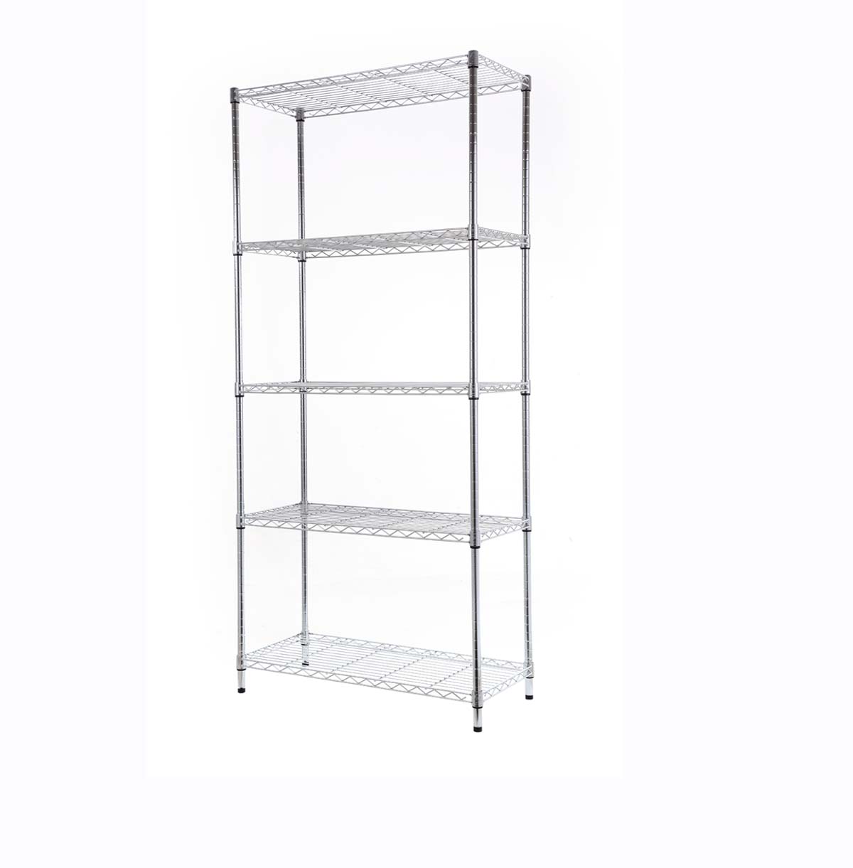 5-Tier Commercial Grade Heavy Duty Steel Wire Shelving Unit in Chrome / Adjustable Wire Storage Rack