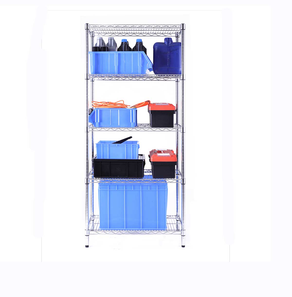  5-Tier Wire Shelving Unit for Industiral / Metal Steel Wire Rack 
