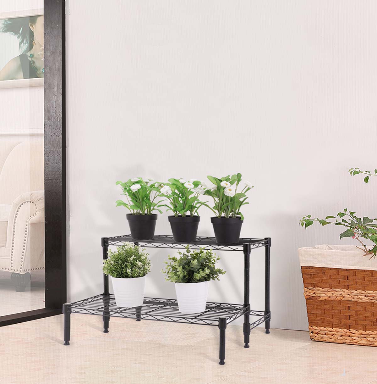 2-Tier Indoor Outdoor Plant Display Shelf / Metal Plant Shelf / Metal Plant Stand / Plant Rack / Flower Pot Organizer / Flower Display Rack