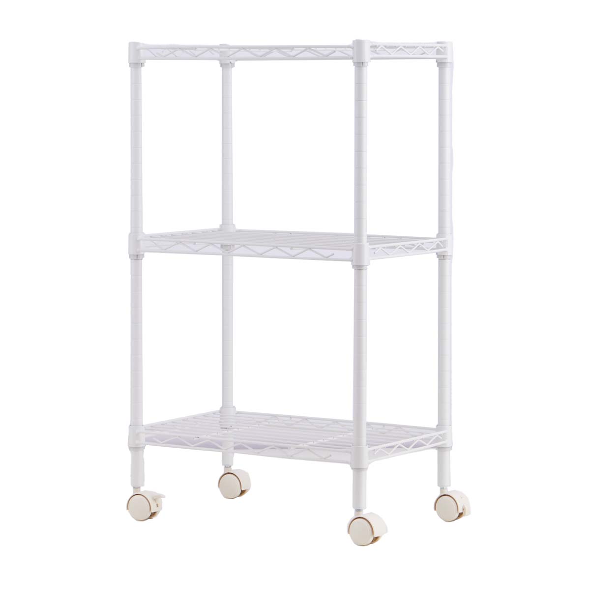 3-Tier Metal Display Shelves / Metal Storage Shelves with Wheels / Steel Wire Rack Shelving
