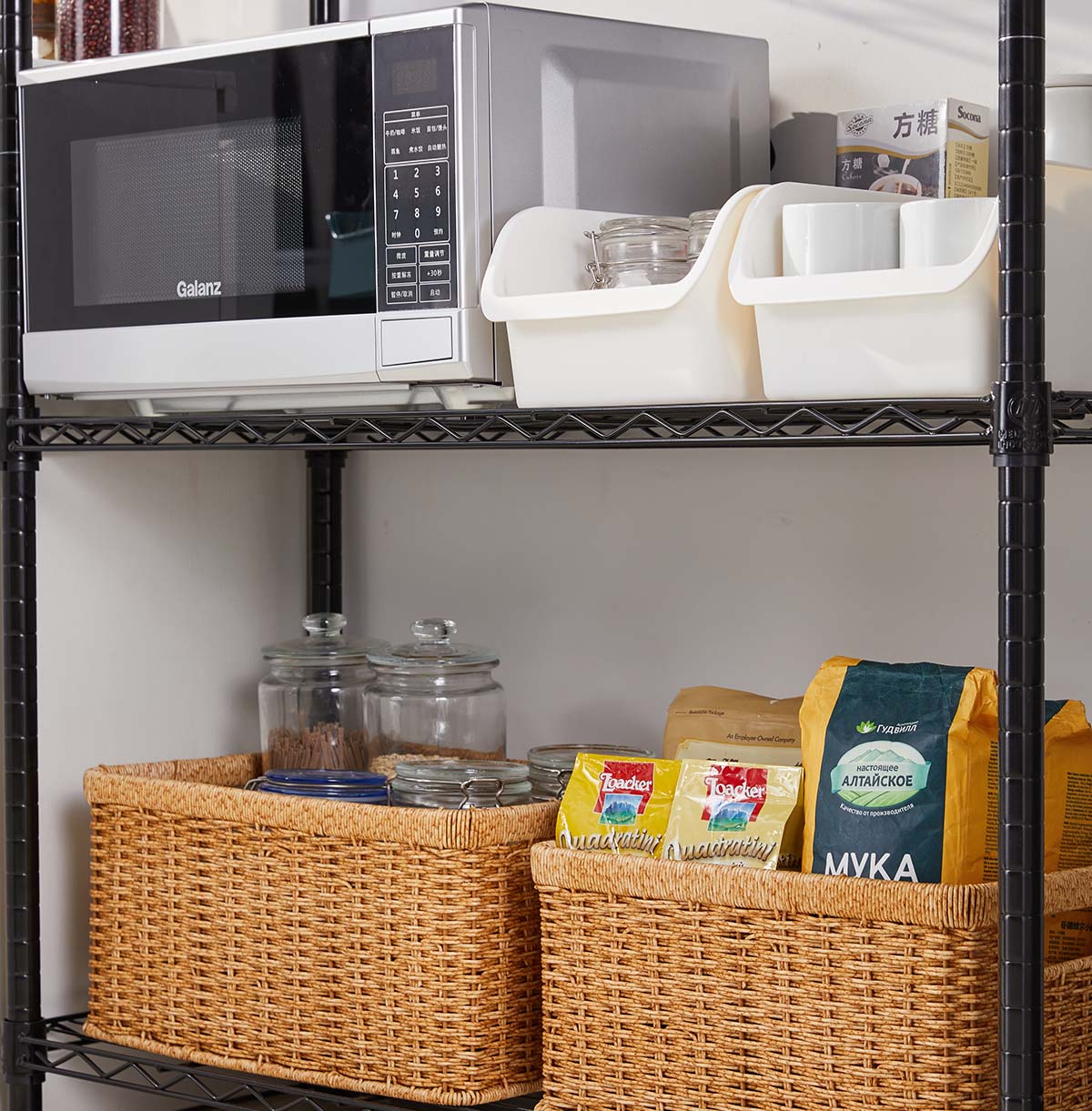 4-Tier Wire Storage Racks For Pantry / Steel Organizer Wire Rack / Utility Shelving Unit / Black Wire Shelving Unit