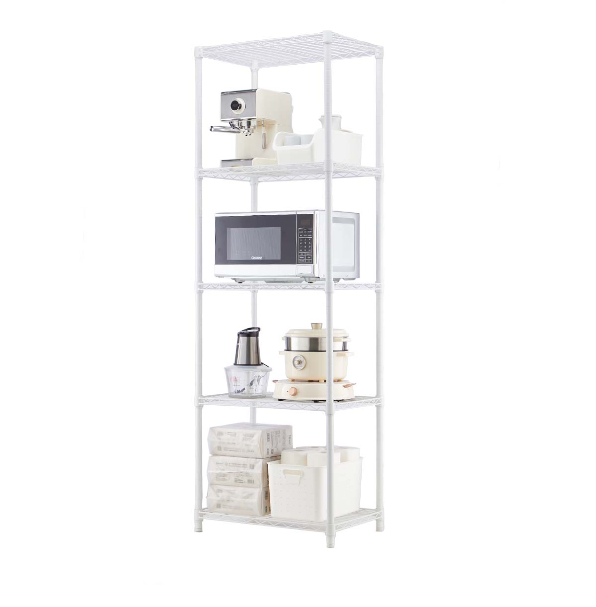 5-Tier Microwave Stand With Storage / Wire Utility Shelving Unit / Steel Wire Shelf