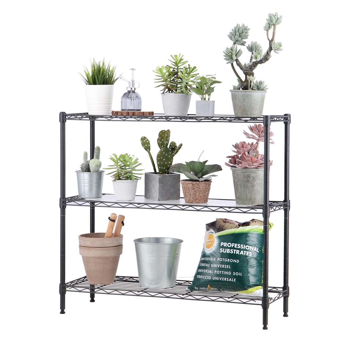 3-Tier Indoor Outdoor Plant Display Shelf / Metal Plant Shelf / Metal Plant Stand / Plant Rack / Flo
