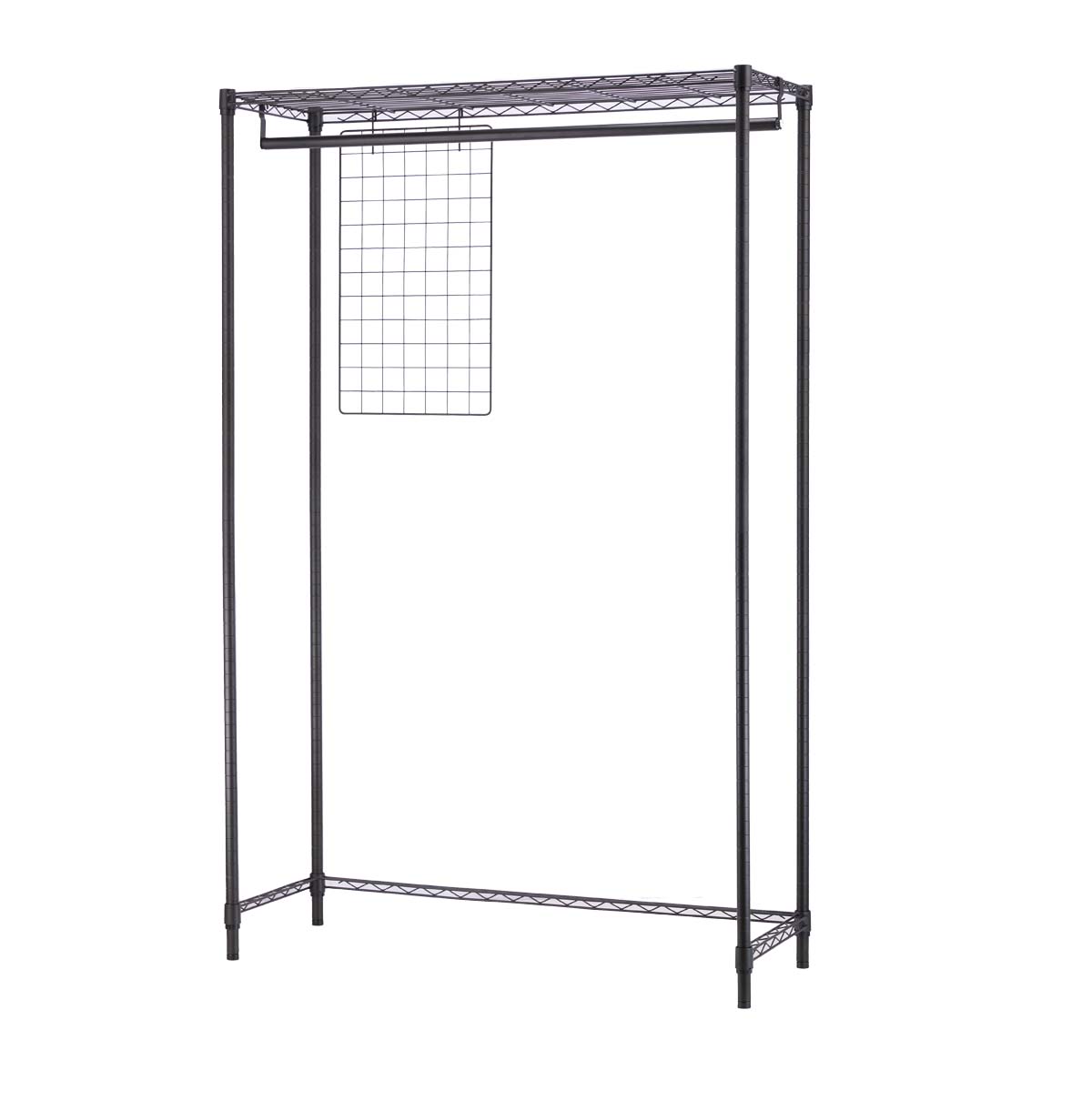 1-Tier Washing Machine Rack with Hanging Rod Hooks and Basket