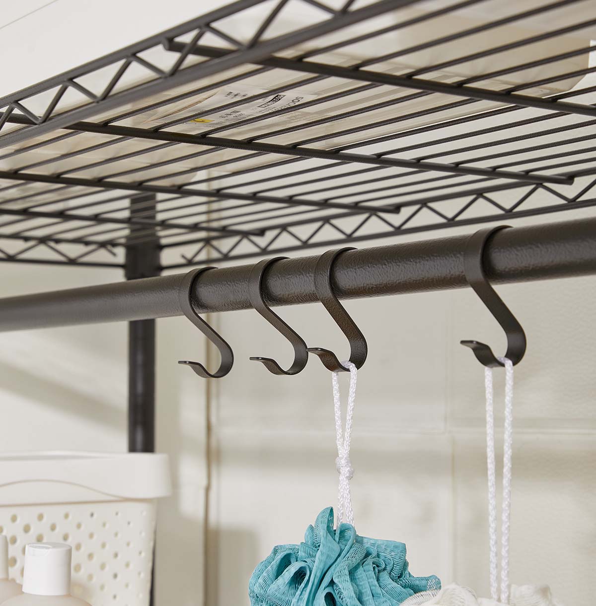 3-Tier Washing Machine Storage Rack with Hanging Rods and Hooks