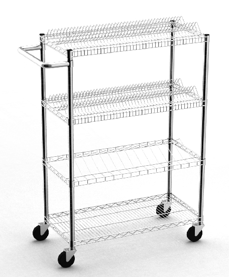 3-Tier 4-Tier Chrome Wire Shelving Unit / Storage Racks for Medical Industry / Rolling Trolley Cart