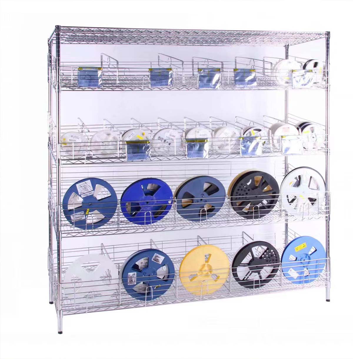 4-Tier Slanted Wire Shelving for Industrial / Wire Basket Shelving / Heavy Duty Wire Shelving Unit