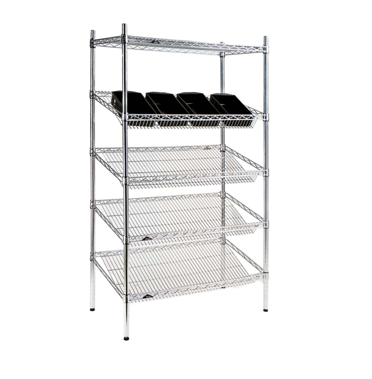 Slanted Wire Shelving for Industrial / Wire Basket Shelving / Heavy Duty Wire Shelving Unit 