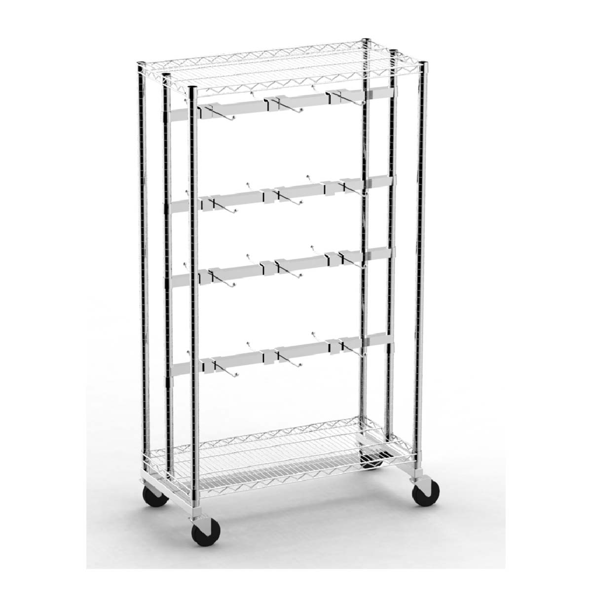 Metal Rolling Utility Cart /  Double-sided Display Cart with Hangers 