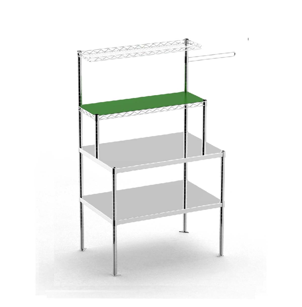 Metal Workbench with Wheels / Rolling Work Table Steel Wire Shelf For Production Line/ NSF Certified