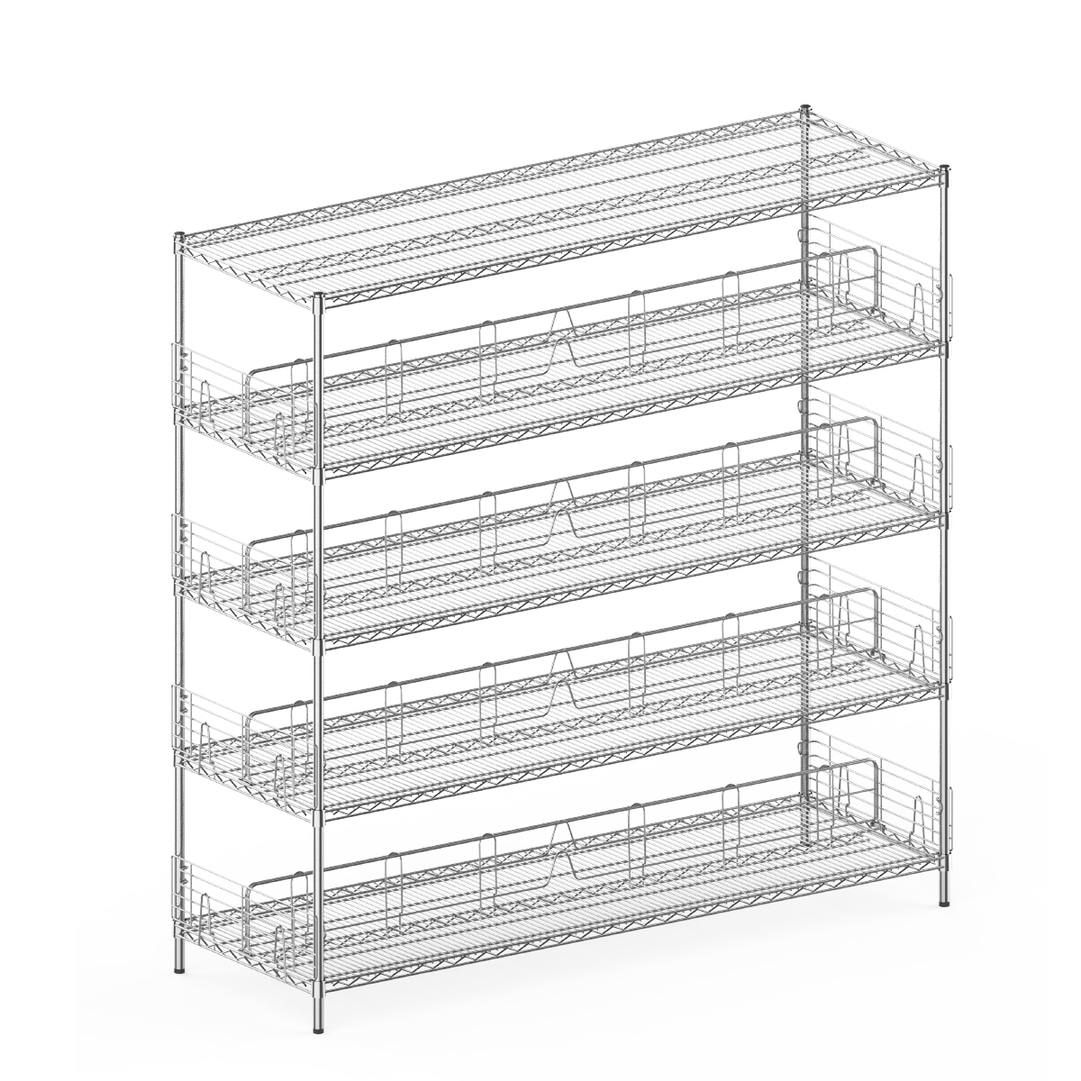Commercial Grade Wire Rack / Warehouse Storage Shelving Unit / Chrome Sliding Wire Shelf / Custom Steel Wire Racks