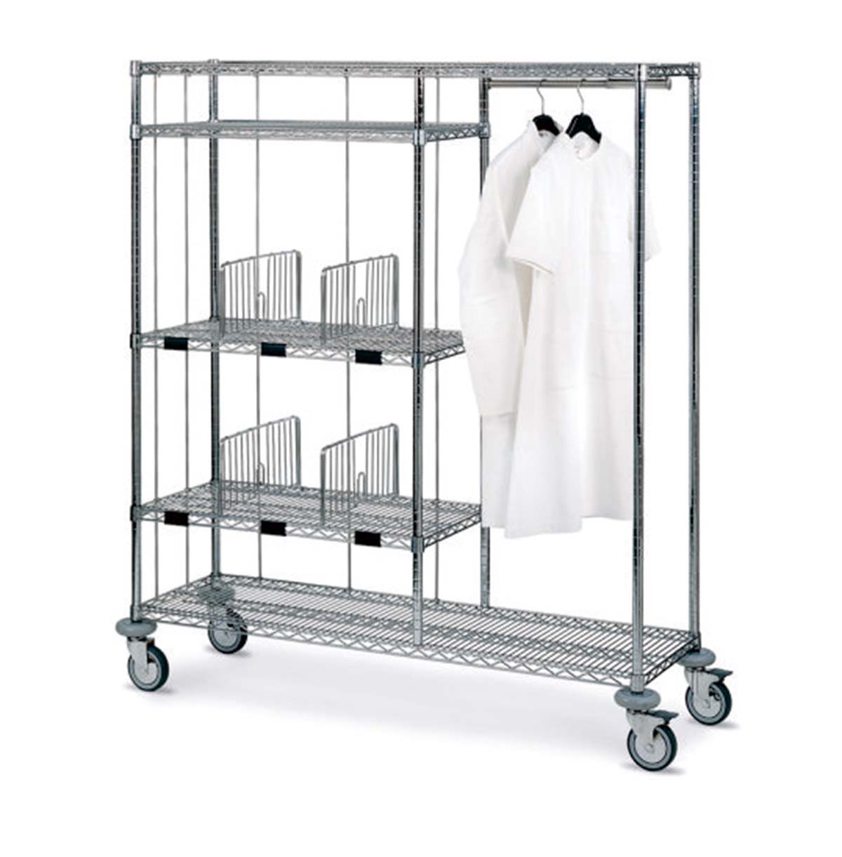 Rolling Clothes Rack with Wheels / Metal Clothing Rack / Clothes Garment Coat Rack with Bottom Shelf