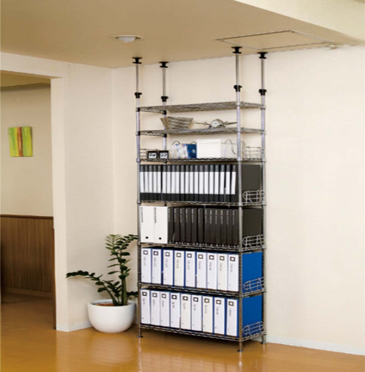 1-Tier ~ 7-Tier Office Storage Wire Shelving Unit / Shelving Storage Units on Wheels / Adjustable Heavy Duty Metal Shelf Wire Storage Rack for Office