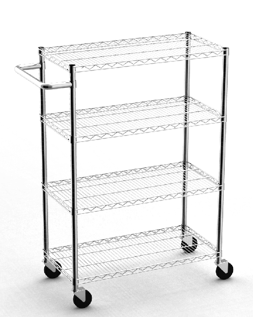 2-Tier ~ 4-Tier Commercial Rolling Trolley Cart / Metal Rolling Utility Cart with Wheel / Retail Display Rack