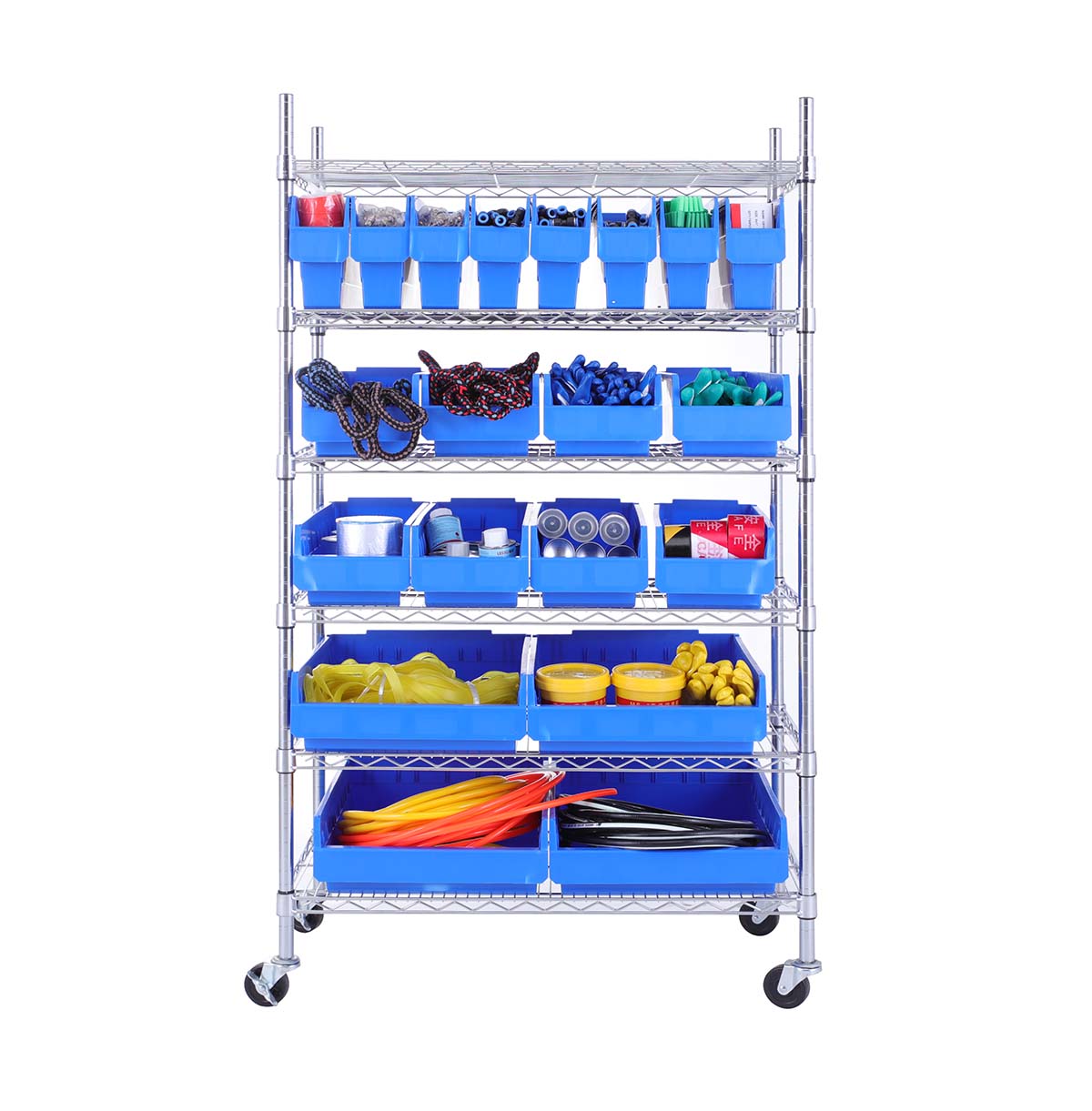 Wire Shelving for Industrial  Wire Rack with Storage boxes  Heavy Duty Wire Shelving Unit