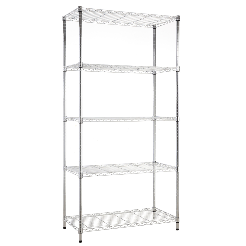 MZG Steel Storage Shelving 5-Tier Wide, Chrome