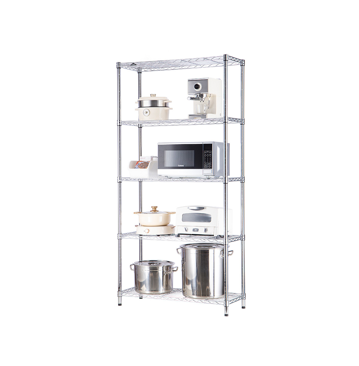 MZG Steel Storage Shelving 5-Tier Wide, Chrome