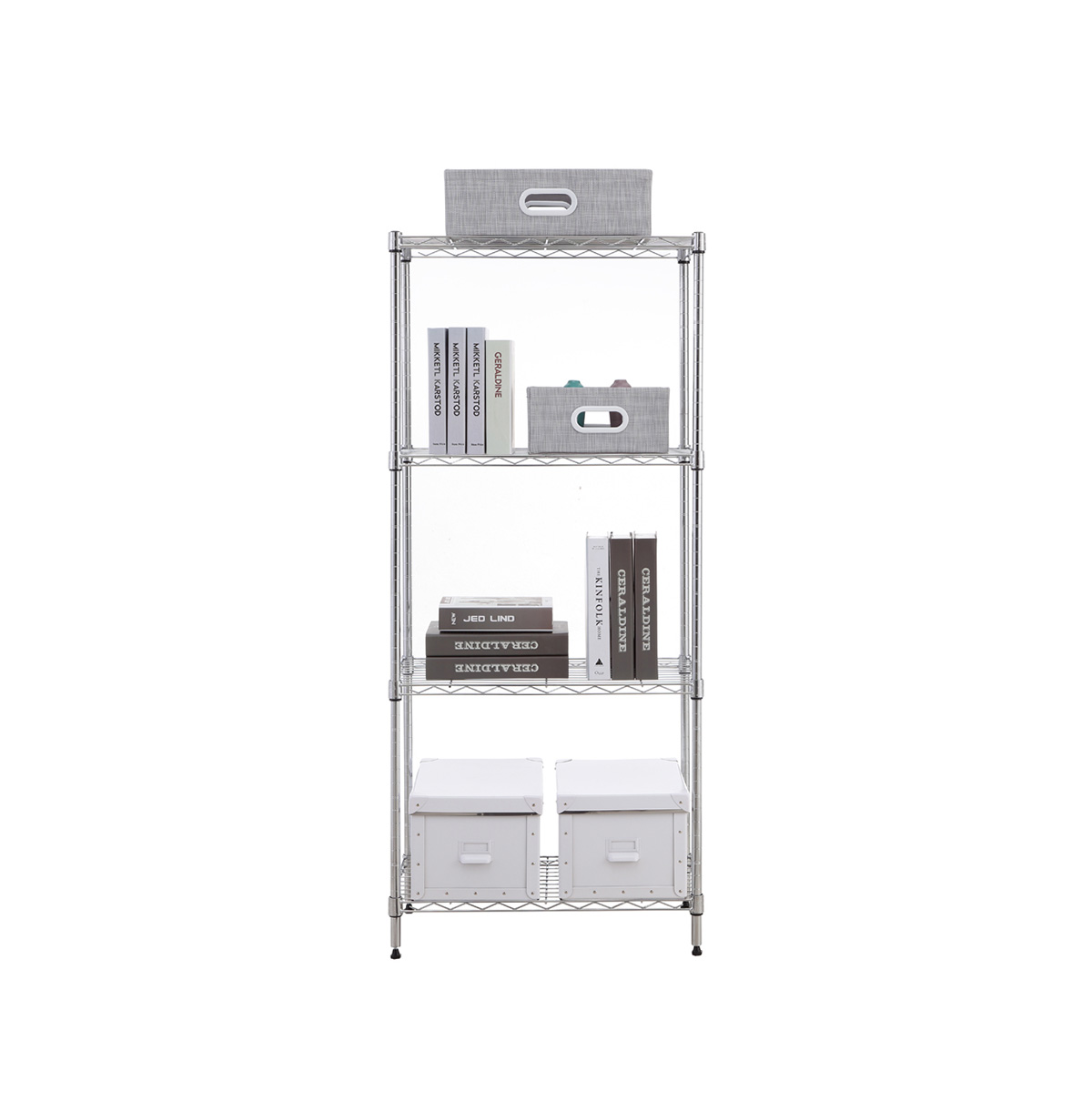 MZG Steel Storage Shelving 4-Tier Wide, Chrome