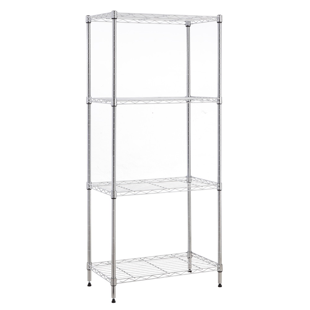 MZG Steel Storage Shelving 4-Tier Wide, Chrome