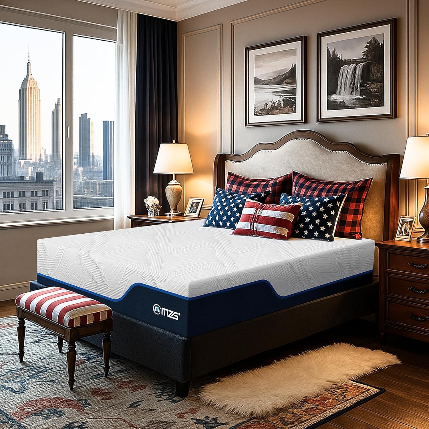 12 Inch Queen Size Plush Hybrid Mattress, Gel-Infused Memory Foam Pillow Top & High-Density Whit